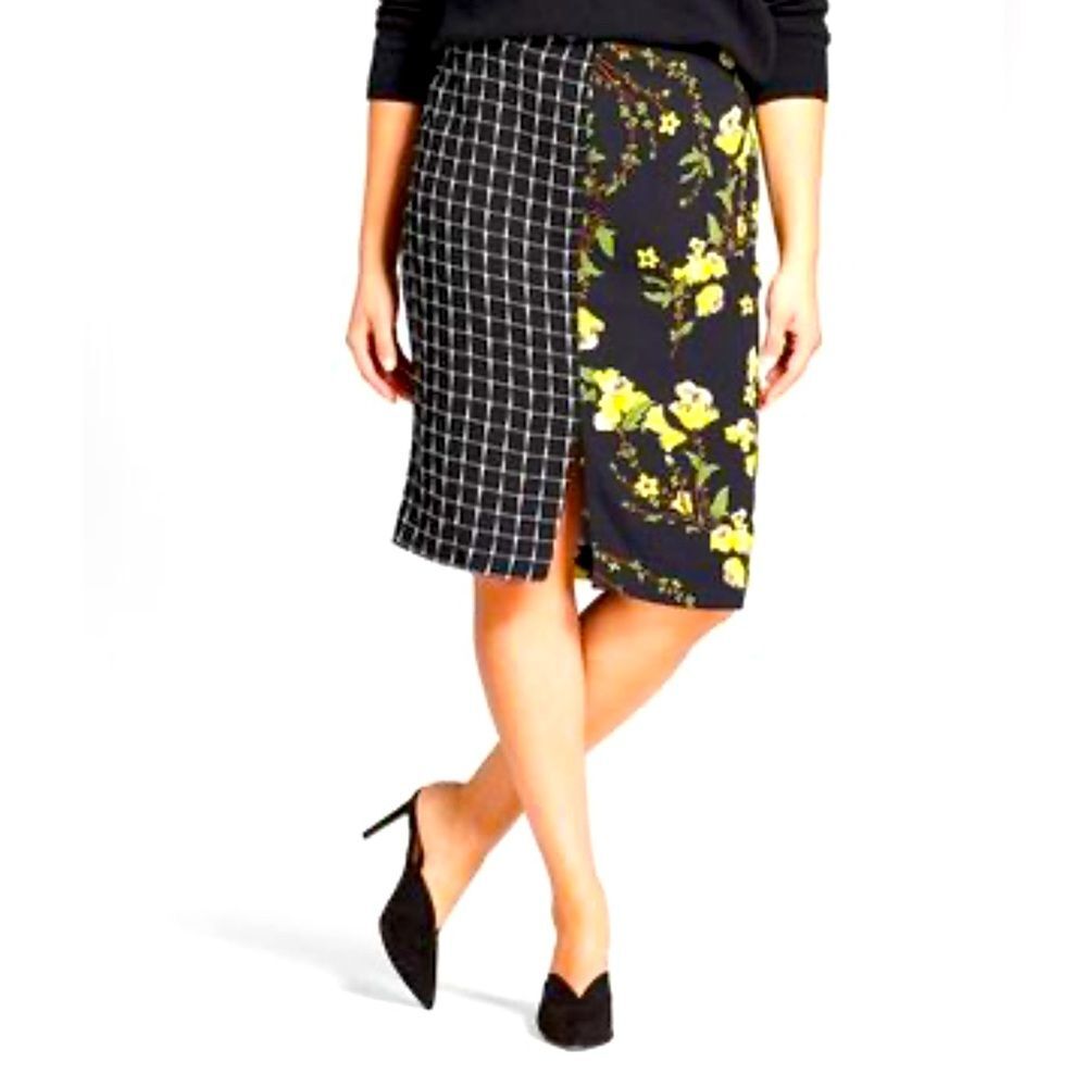 Mix Pattern Pencil Skirt EUC